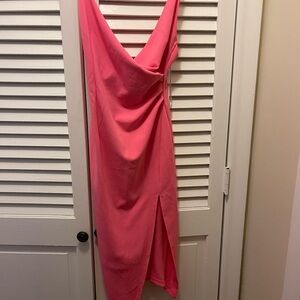 Hello Molly Vibrant Pink Asymmetrical Midi Wedding, Party, Formal Dress